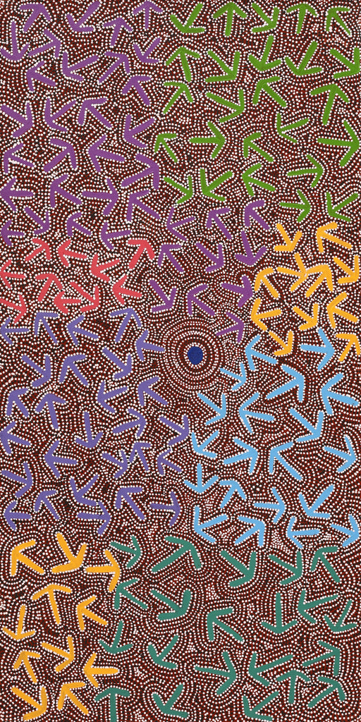 Aboriginal Art by Jeffrey Jangala Gallagher, Yankirri Jukurrpa (Emu Dreaming) - Ngarlikurlangu, 122x61cm - ART ARK®