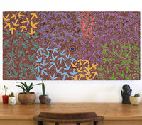 Aboriginal Artwork by Jeffrey Jangala Gallagher, Yankirri Jukurrpa (Emu Dreaming) - Ngarlikurlangu, 122x61cm