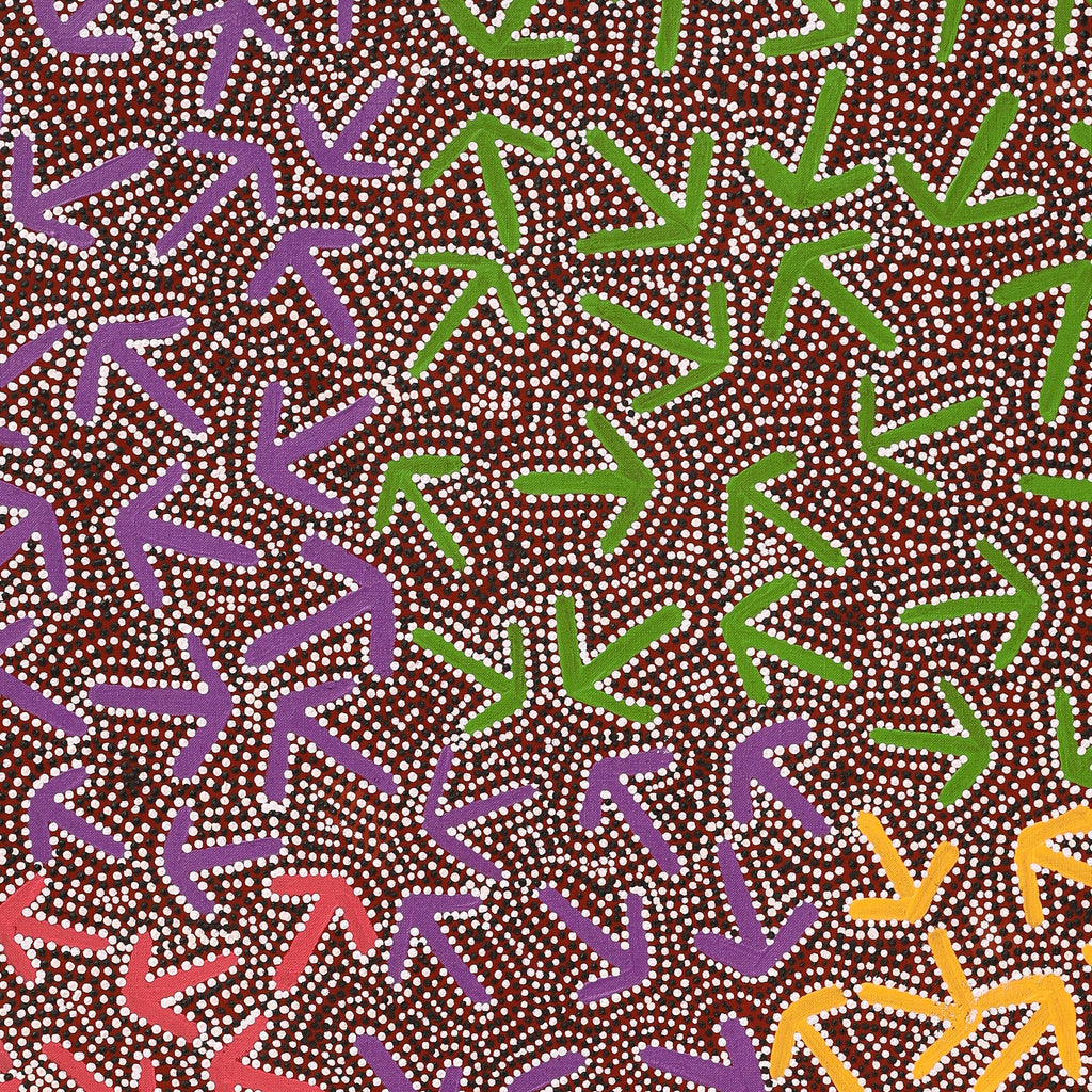 Aboriginal Art by Jeffrey Jangala Gallagher, Yankirri Jukurrpa (Emu Dreaming) - Ngarlikurlangu, 122x61cm - ART ARK®