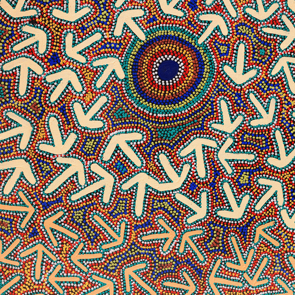 Aboriginal Art by Jeffrey Jangala Gallagher, Yankirri Jukurrpa (Emu Dreaming) - Ngarlikurlangu, 122x61cm - ART ARK®