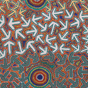 Aboriginal Artwork by Jeffrey Jangala Gallagher, Yankirri Jukurrpa (Emu Dreaming) - Ngarlikurlangu, 122x61cm - ART ARK®