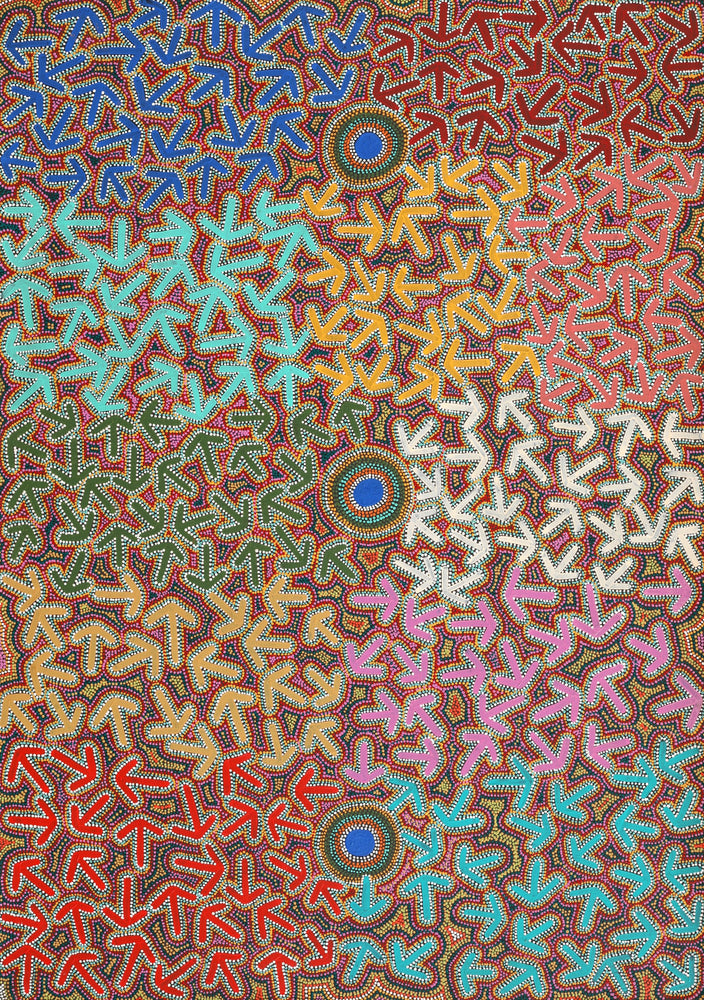 Aboriginal Artwork by Jeffrey Jangala Gallagher, Yankirri Jukurrpa (Emu Dreaming) - Ngarlikurlangu, 152x107cm