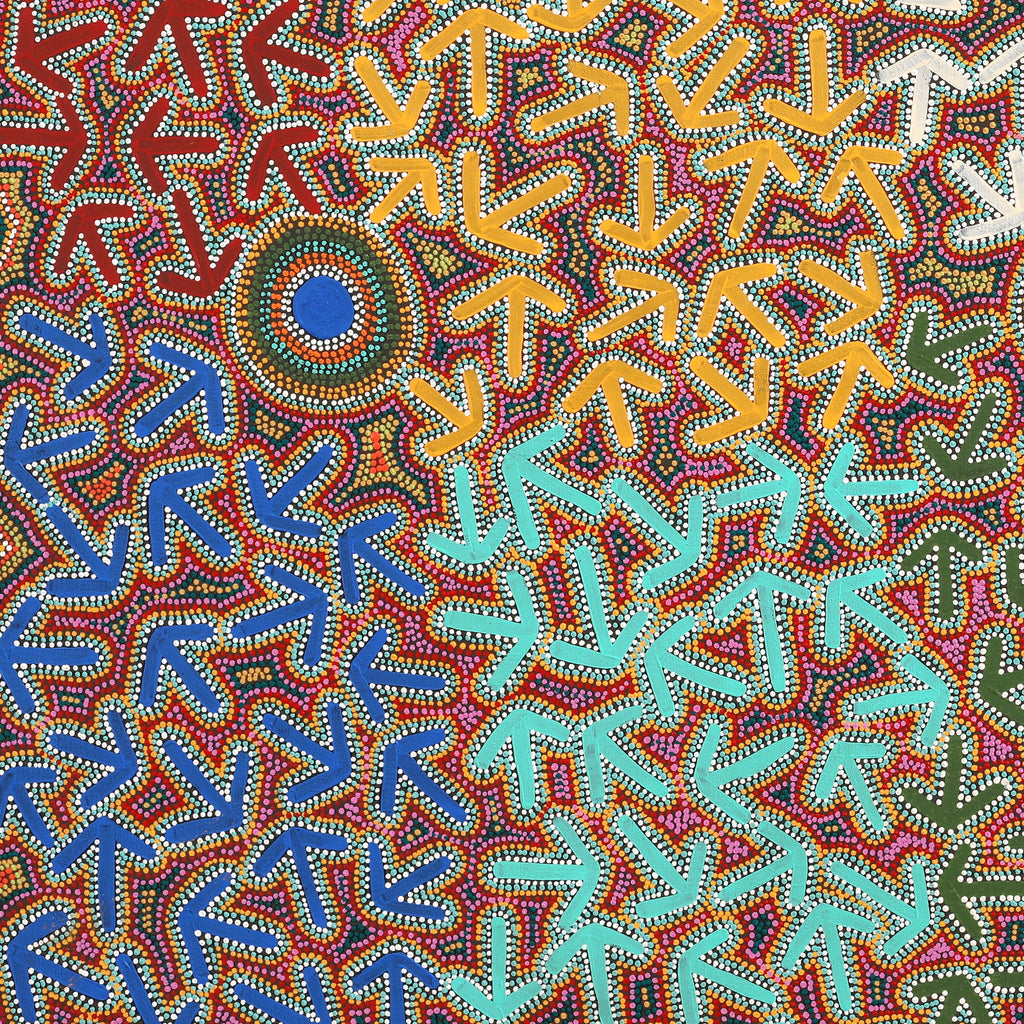 Aboriginal Artwork by Jeffrey Jangala Gallagher, Yankirri Jukurrpa (Emu Dreaming) - Ngarlikurlangu, 152x107cm