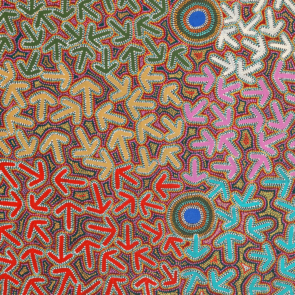 Aboriginal Artwork by Jeffrey Jangala Gallagher, Yankirri Jukurrpa (Emu Dreaming) - Ngarlikurlangu, 152x107cm