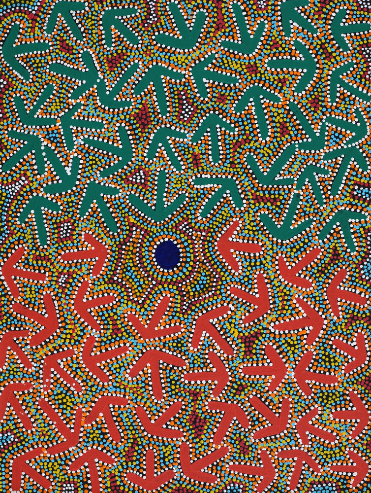 Aboriginal Artwork by Jeffrey Jangala Gallagher, Yankirri Jukurrpa (Emu Dreaming) - Ngarlikurlangu, 61x46cm