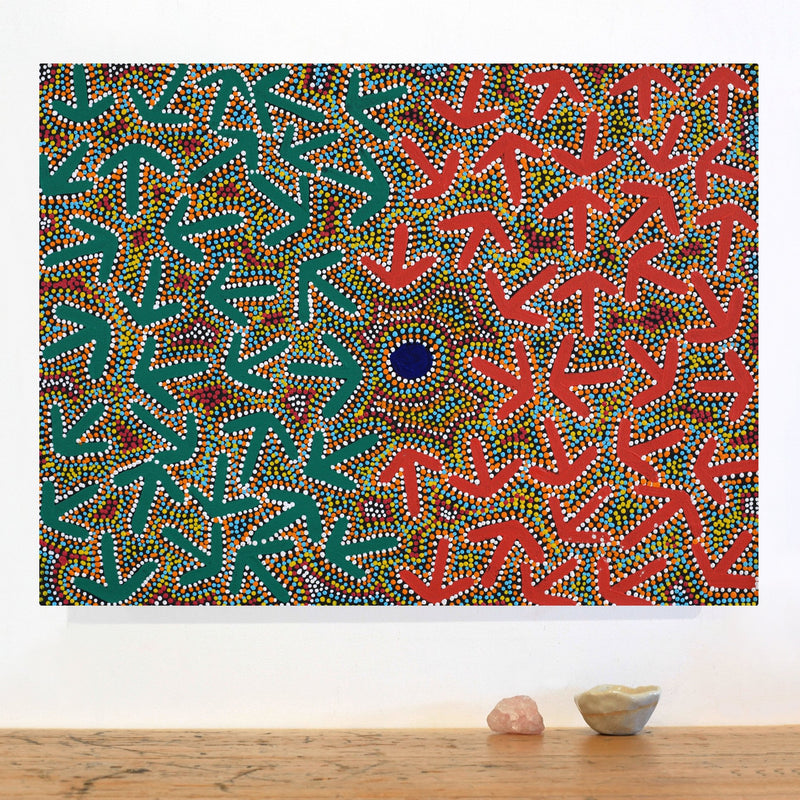 Aboriginal Artwork by Jeffrey Jangala Gallagher, Yankirri Jukurrpa (Emu Dreaming) - Ngarlikurlangu, 61x46cm