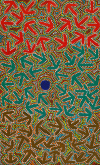 Aboriginal Artwork by Jeffrey Jangala Gallagher, Yankirri Jukurrpa (Emu Dreaming) - Ngarlikurlangu, 76x46cm