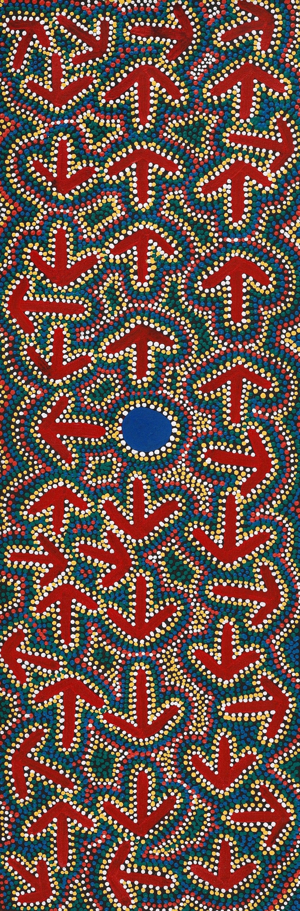 Aboriginal Artwork by Jeffrey Jangala Gallagher, Yankirri Jukurrpa (Emu Dreaming) - Ngarlikurlangu, 91x30cm