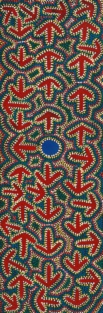 Aboriginal Artwork by Jeffrey Jangala Gallagher, Yankirri Jukurrpa (Emu Dreaming) - Ngarlikurlangu, 91x30cm