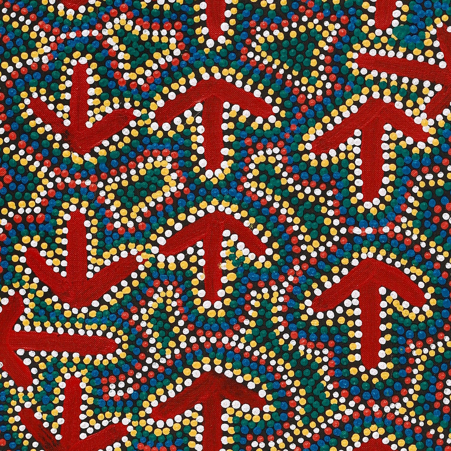 Aboriginal Artwork by Jeffrey Jangala Gallagher, Yankirri Jukurrpa (Emu Dreaming) - Ngarlikurlangu, 91x30cm