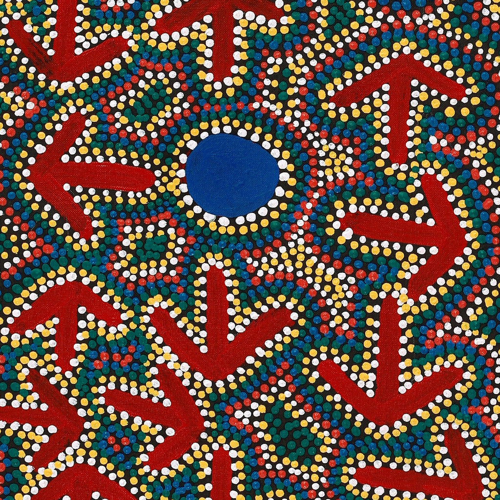 Aboriginal Artwork by Jeffrey Jangala Gallagher, Yankirri Jukurrpa (Emu Dreaming) - Ngarlikurlangu, 91x30cm