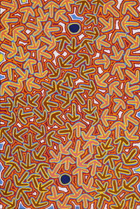 Aboriginal Artwork by Jeffrey Jangala Gallagher, Yankirri Jukurrpa (Emu Dreaming) - Ngarlikurlangu, 91x61cm
