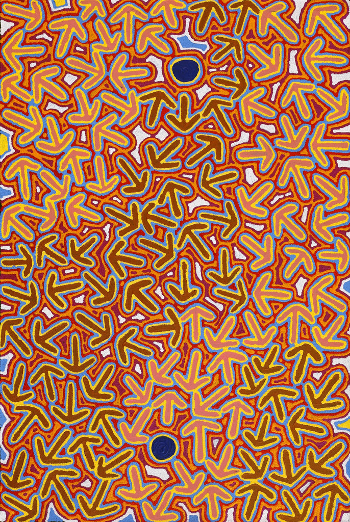 Aboriginal Artwork by Jeffrey Jangala Gallagher, Yankirri Jukurrpa (Emu Dreaming) - Ngarlikurlangu, 91x61cm