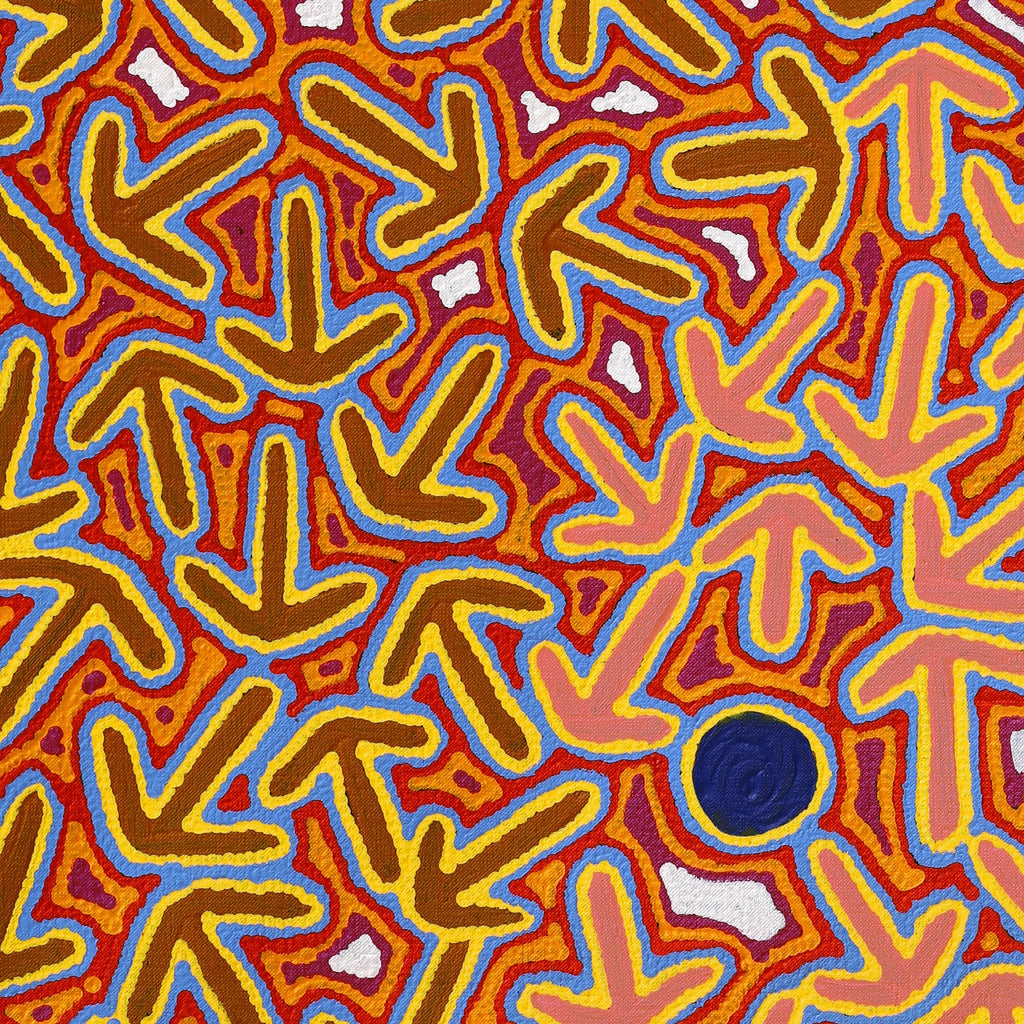 Aboriginal Artwork by Jeffrey Jangala Gallagher, Yankirri Jukurrpa (Emu Dreaming) - Ngarlikurlangu, 91x61cm
