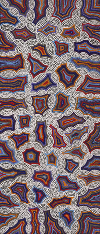 Aboriginal Artwork by Jerusha Nungarrayi Morris, Lukarrara Jukurrpa, 107x46cm