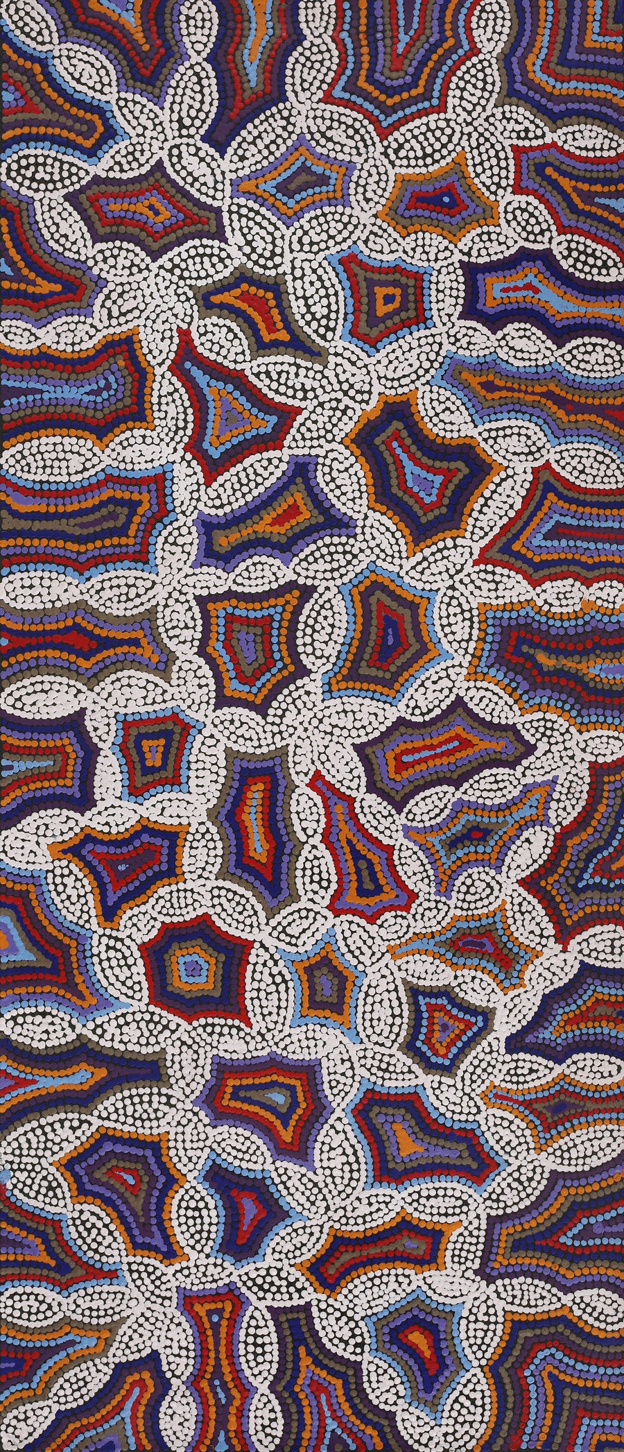 Aboriginal Artwork by Jerusha Nungarrayi Morris, Lukarrara Jukurrpa, 107x46cm