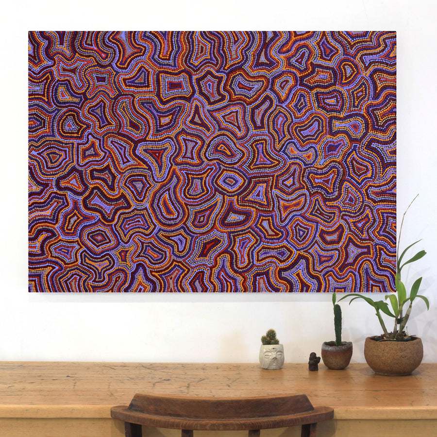 Aboriginal Artwork by Jerusha Nungarrayi Morris, Lukarrara Jukurrpa, 107x76cm