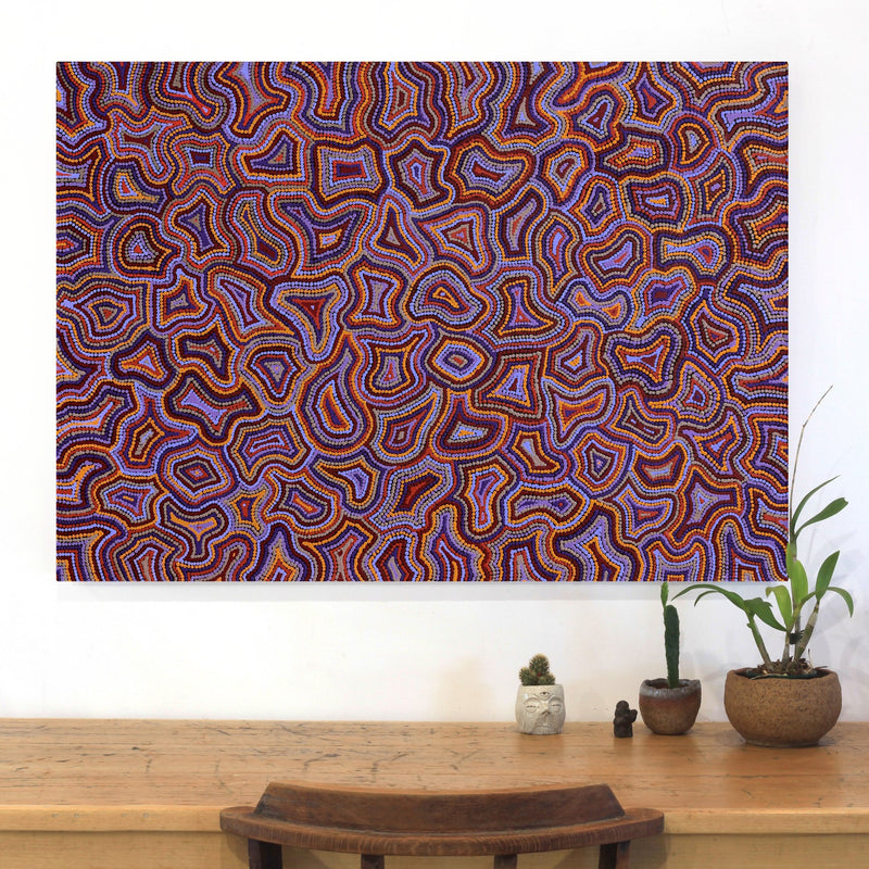 Aboriginal Artwork by Jerusha Nungarrayi Morris, Lukarrara Jukurrpa, 107x76cm