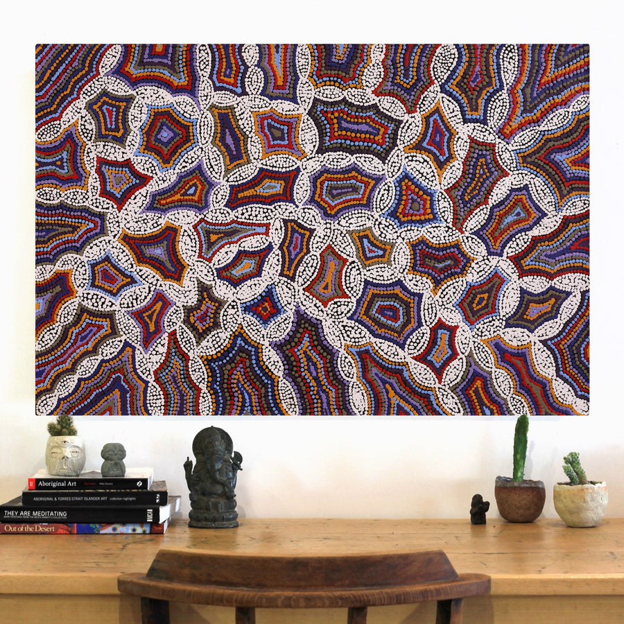Aboriginal Artwork by Jerusha Nungarrayi Morris, Lukarrara Jukurrpa, 91x61cm