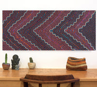 Aboriginal Artwork by Josephine Nangala Gill, Ngapa Jukurrpa (Water Dreaming) - Puyurru, 107x46cm
