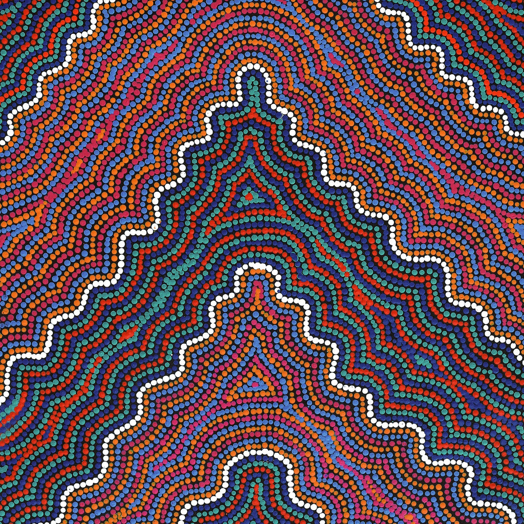 Aboriginal Artwork by Josephine Nangala Gill, Ngapa Jukurrpa (Water Dreaming) - Puyurru, 107x46cm