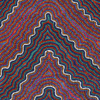 Aboriginal Artwork by Josephine Nangala Gill, Ngapa Jukurrpa (Water Dreaming) - Puyurru, 107x46cm