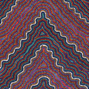Aboriginal Art by Josephine Nangala Gill, Ngapa Jukurrpa (Water Dreaming) - Puyurru, 107x46cm - ART ARK®