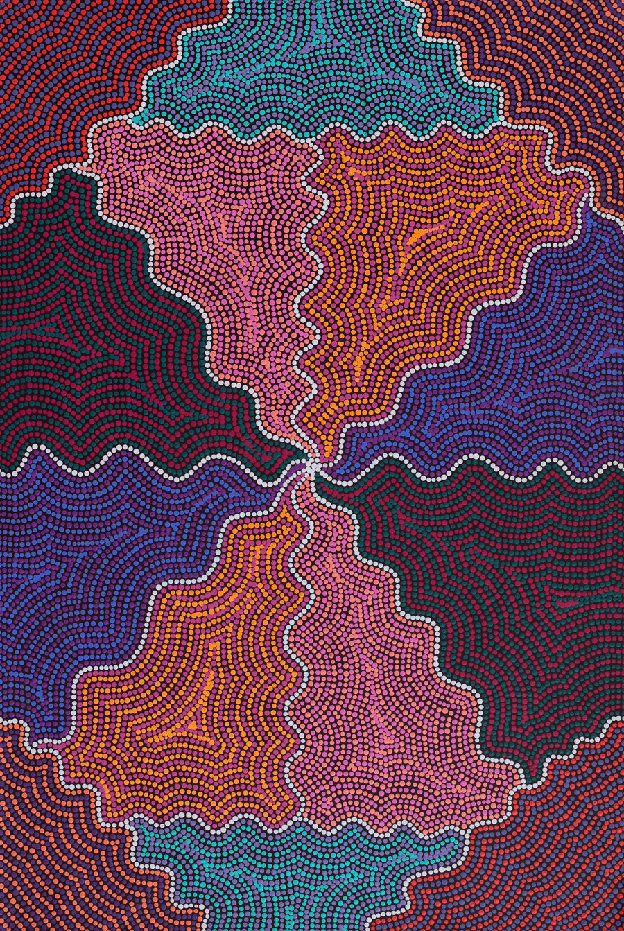 Aboriginal Artwork by Josephine Nangala Gill, Ngapa Jukurrpa (Water Dreaming) - Puyurru, 91x61cm