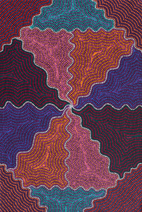 Aboriginal Artwork by Josephine Nangala Gill, Ngapa Jukurrpa (Water Dreaming) - Puyurru, 91x61cm - ART ARK®