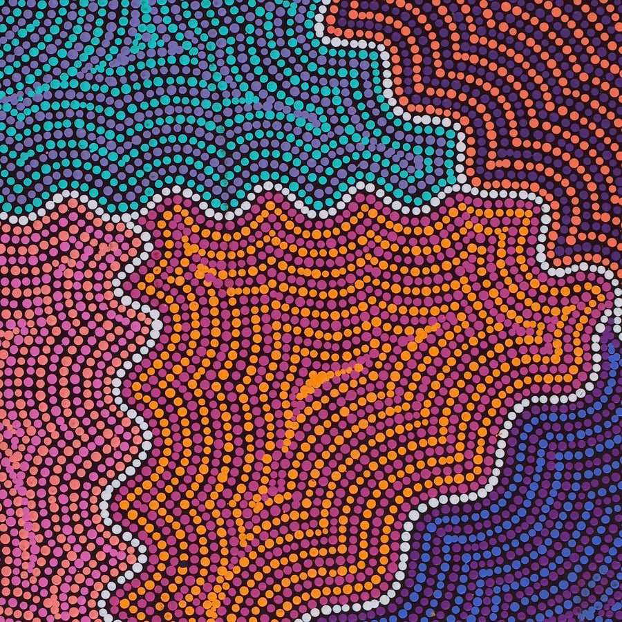 Aboriginal Artwork by Josephine Nangala Gill, Ngapa Jukurrpa (Water Dreaming) - Puyurru, 91x61cm