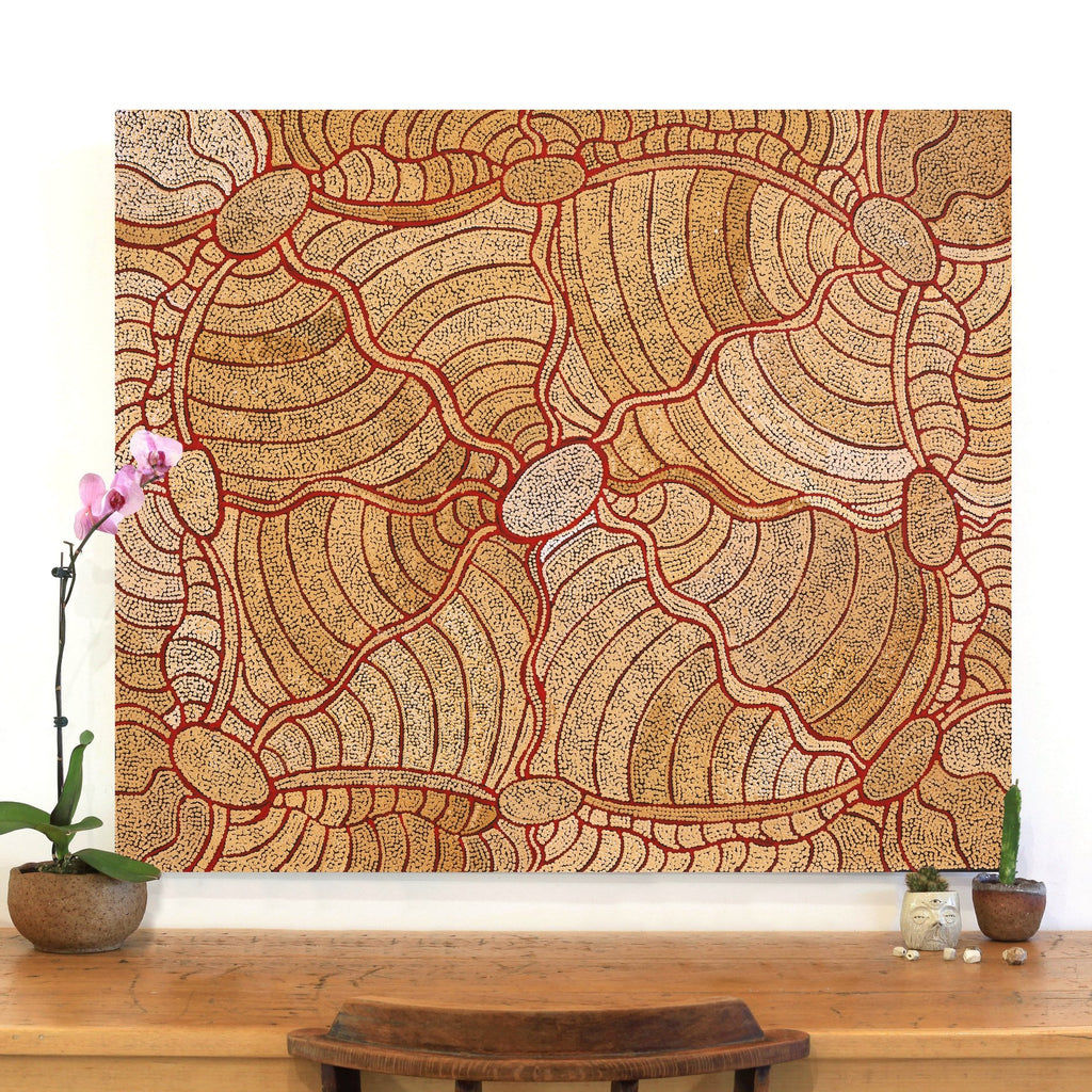 Aboriginal Artwork by Judith Nungarrayi Martin, Janganpa Jukurrpa (Brush-tail Possum Dreaming) - Mawurrji, 107x91cm