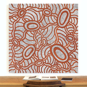 Aboriginal Art by Judith Nungarrayi Martin, Janganpa Jukurrpa (Brush-tail Possum Dreaming) - Mawurrji, 122x122cm - ART ARK®