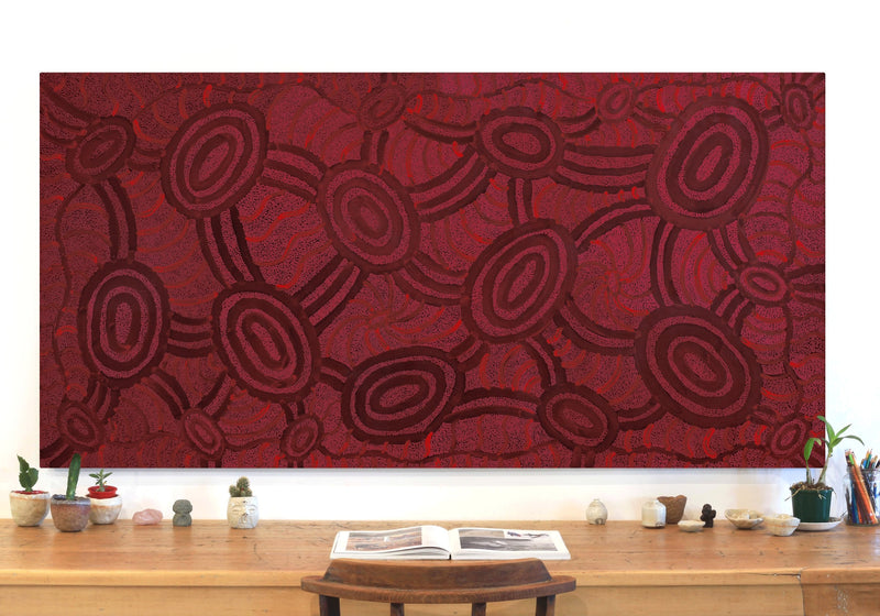 Aboriginal Artwork by Judith Nungarrayi Martin, Janganpa Jukurrpa (Brush-tail Possum Dreaming) - Mawurrji, 182x91cm