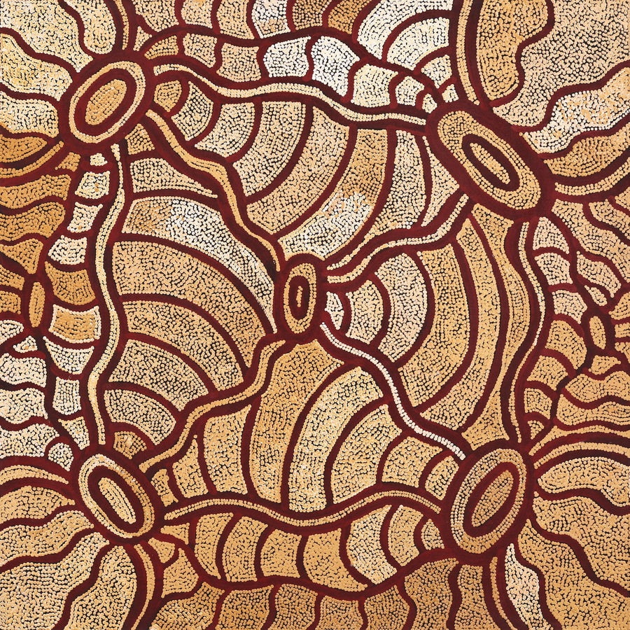 Aboriginal Artwork by Judith Nungarrayi Martin, Janganpa Jukurrpa (Brush-tail Possum Dreaming) - Mawurrji, 91x91cm