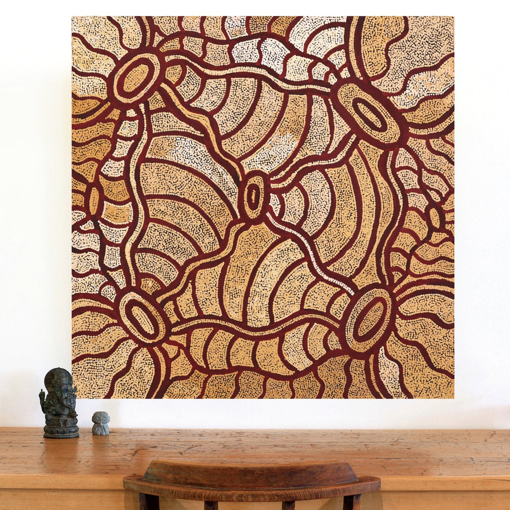 Aboriginal Artwork by Judith Nungarrayi Martin, Janganpa Jukurrpa (Brush-tail Possum Dreaming) - Mawurrji, 91x91cm