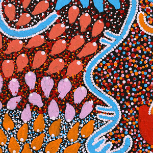 Aboriginal Art by Julie-Anne Nampijinpa Rice, Ngapa Jukurrpa (Water Dreaming) - Puyurru, 46x46cm - ART ARK®