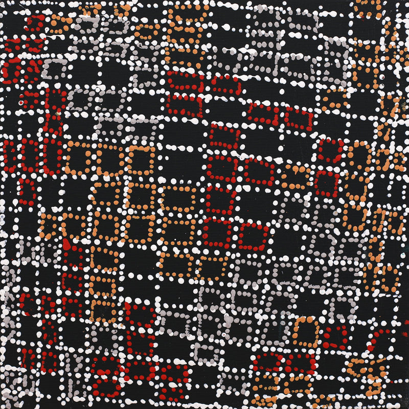 Aboriginal Artwork by Julie Nangala Robertson, Ngapa Jukurrpa (Water Dreaming) - Pirlinyarnu, 30x30cm