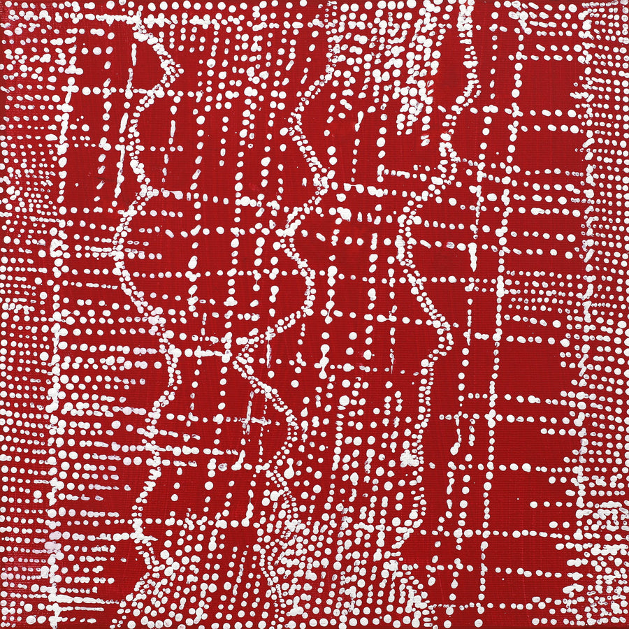 Aboriginal Artwork by Julie Nangala Robertson, Ngapa Jukurrpa (Water Dreaming) - Pirlinyarnu, 30x30cm