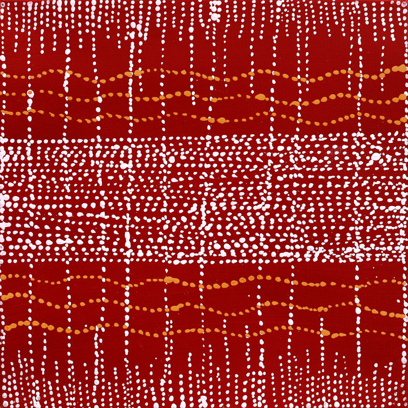 Aboriginal Artwork by Sabrina Nangala Robertson, Ngapa Jukurrpa (Water Dreaming) - Pirlinyarnu, 30x30cm