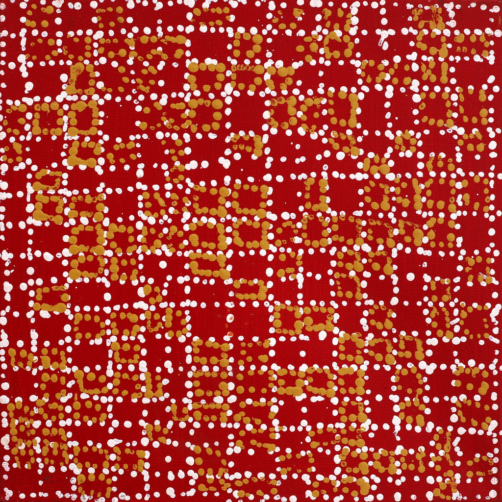 Aboriginal Artwork by Julie Nangala Robertson, Ngapa Jukurrpa (Water Dreaming) - Pirlinyarnu, 30x30cm