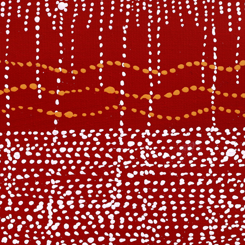 Aboriginal Artwork by Sabrina Nangala Robertson, Ngapa Jukurrpa (Water Dreaming) - Pirlinyarnu, 30x30cm