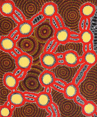 Aboriginal Artwork by Juliette Nakamarra Morris, Wanakiji Jukurrpa (Bush Tomato Dreaming), 91x76cm
