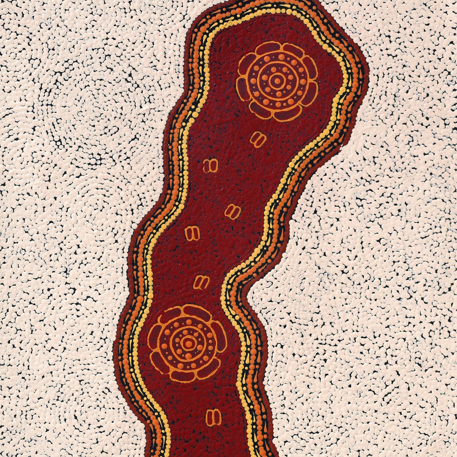Aboriginal Artwork by Kara Napangardi Ross, Pamapardu Jukurrpa (Flying Ant Dreaming) - Warntungurru, 122x46cm