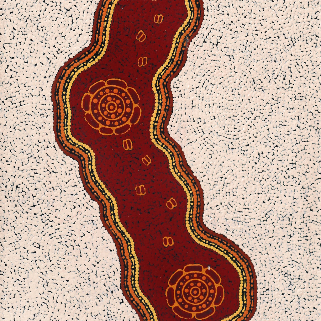Aboriginal Artwork by Kara Napangardi Ross, Pamapardu Jukurrpa (Flying Ant Dreaming) - Warntungurru, 122x46cm