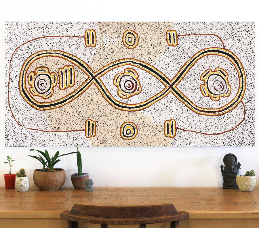 Aboriginal Artwork by Kara Napangardi Ross, Pamapardu Jukurrpa (Flying Ant Dreaming) - Warntungurru, 122x61cm
