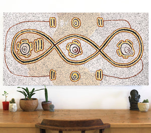 Aboriginal Art by Kara Napangardi Ross, Pamapardu Jukurrpa (Flying Ant Dreaming) - Warntungurru, 122x61cm - ART ARK®