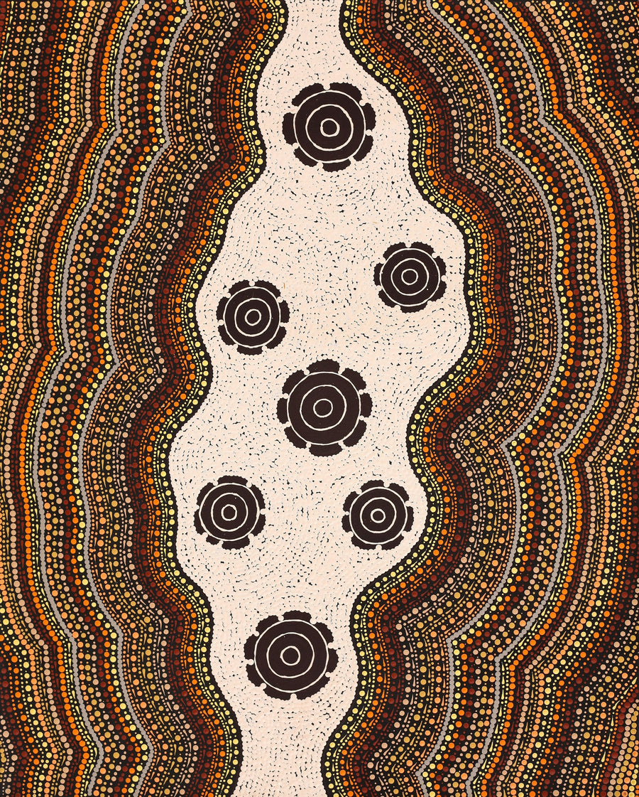 Aboriginal Artwork by Kara Napangardi Ross, Pamapardu Jukurrpa (Flying Ant Dreaming) - Warntungurru, 76x61cm