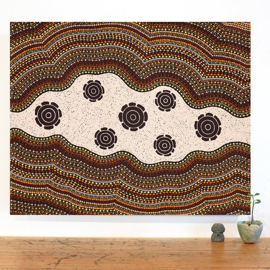 Aboriginal Artwork by Kara Napangardi Ross, Pamapardu Jukurrpa (Flying Ant Dreaming) - Warntungurru, 76x61cm