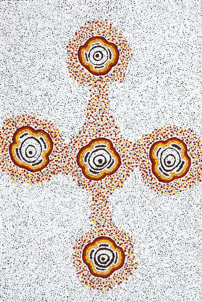 Aboriginal Art by Kara Napangardi Ross, Pamapardu Jukurrpa (Flying Ant Dreaming) - Warntungurru, 91x61cm - ART ARK®