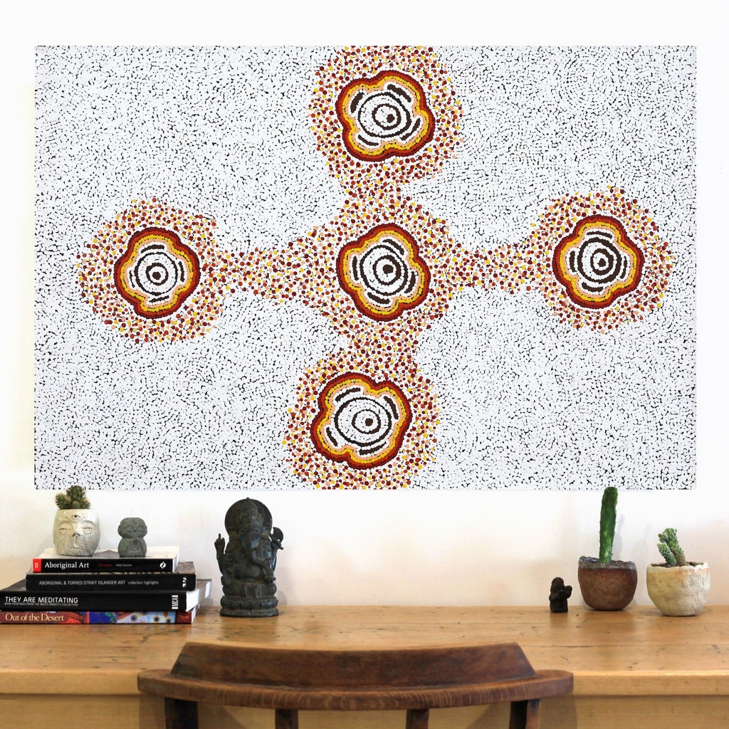 Aboriginal Artwork by Kara Napangardi Ross, Pamapardu Jukurrpa (Flying Ant Dreaming) - Warntungurru, 91x61cm